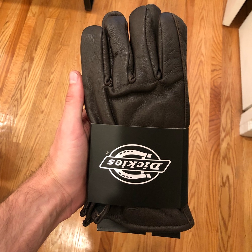 Black leather gloves